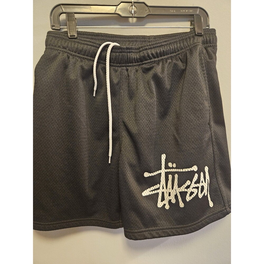 Stussy Mesh Shorts Men’s Small Black White Logo Drawstring Streetwear